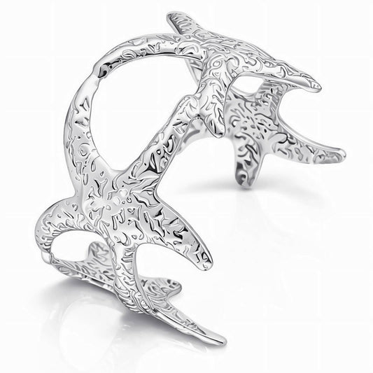 Гривна "Ocean Star Cuff" – Сребърен блясък и органичен океански лукс